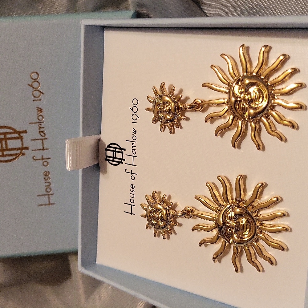 House of Harlow 1960 Radiant Gold Sunburst Earrings BNIB TL m